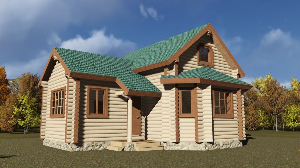 проект бани из бруса с многоскатной крышей