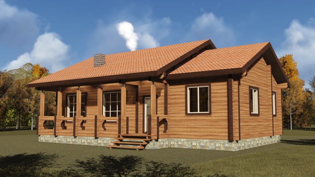 проект бани из бруса с террасой