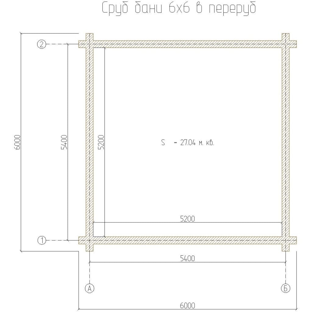 планировка сруба 6х6 с перерубом